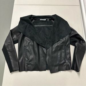 Bagatelle Women’s Faux Leather Drape Jacket - Medium